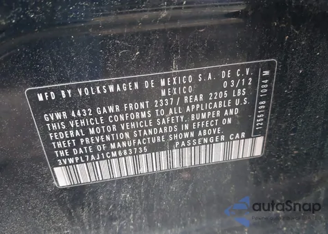 2012 Volkswagen Jetta Sportwagen 2.0L Tdi from USA, damaged, VIN 3VWPL7AJ1CM683735